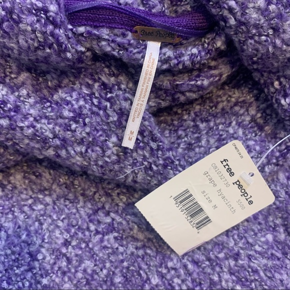 NWT Free People Grape Hyacinth BFF Cowl Neck Knit Sweater Medium - Picture 10 of 12